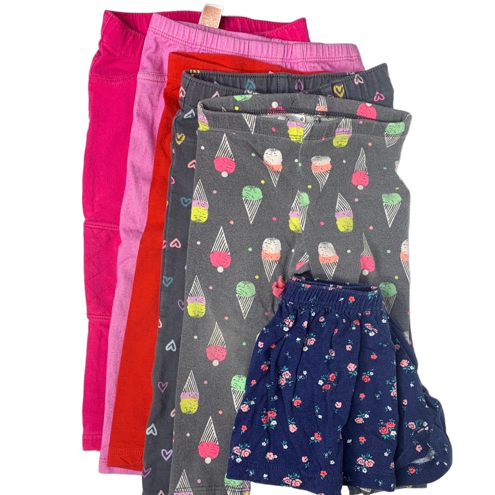 Girls 2T 6 piece Bottom Bundle Size 2T Legging and Skirt